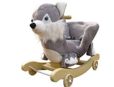 Fashion Orange Baby Rocking Chair Dog Animal Plush Toys With Music For Children Playing Riding