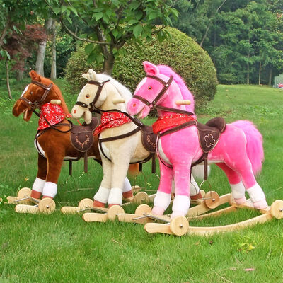 Cute Children Rocking Horse Toys Sound Moving Mouth Tail Led Light Big
