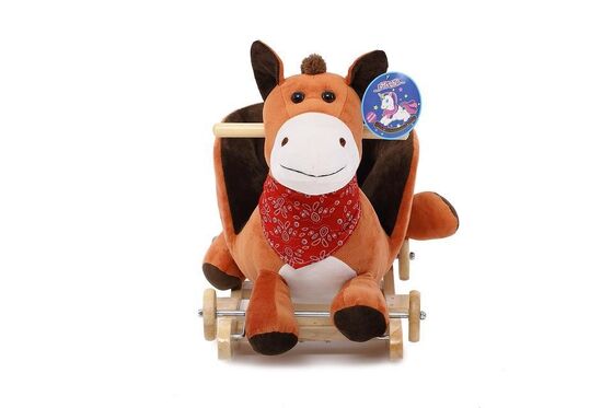 Fashion Brown Moose Plush Baby Rocking Animal Chair For Baby Ride on Playing