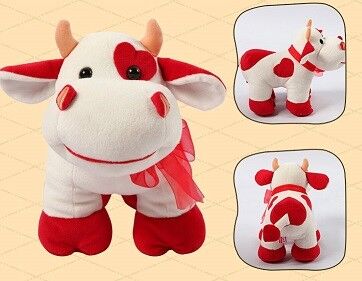 Promotion Gifts Lovely Red Cow Shape Custom Small Stuffed Animals For Children