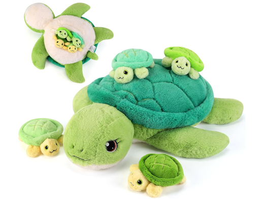 Mommy Turtle Stuffed Animal with Babies 5-in-1