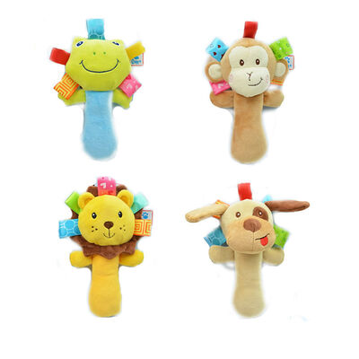 Plush Dog Frog Monkey Baby Rattles Toys for Kids / Infant Developmental Training Toy
