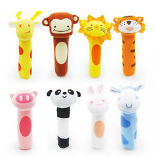 Plush Dog Frog Monkey Baby Rattles Toys for Kids / Infant Developmental Training Toy