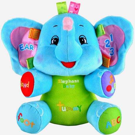 Talking Blue Elephant Cute Baby Plush Toys With Music Animals For Baby Learning